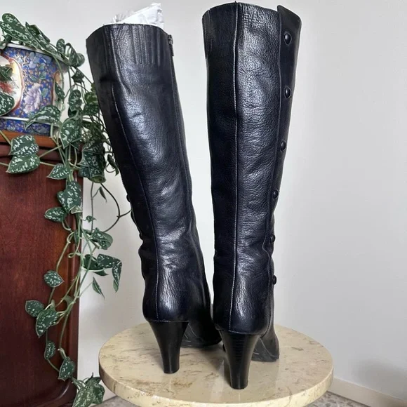 Vintage 90s 2000s knee high square rounded toe high heel boots Size 9.5 - Picture 6 of 8